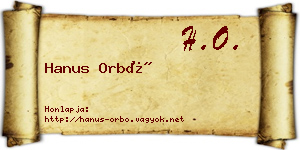 Hanus Orbó névjegykártya